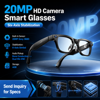 Lunettes intelligentes avec caméra 20MP et enregistrement vidéo 4K HD, lunettes caméra intelligentes pour les sports de plein air et la création de contenu
