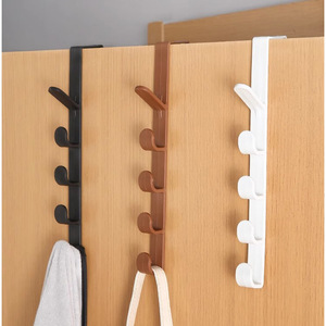 <b>Over</b> <b>Door</b> <b>Hook</b> Rack With 5 <b>Hooks</b> For Coat And Bag Storage In Black Brown White Colors - Product Image 3