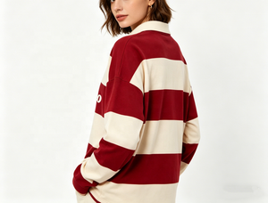 Custom <strong>Women's</strong> Oversized Striped Rugby <strong>Shirt</strong> High Quality Two Tone Color Vintage <strong>Long</strong> <strong>Sleeve</strong> <strong>Polo</strong> <strong>Shirts</strong> <strong>for</strong> <strong>Women</strong> - Product Image 6