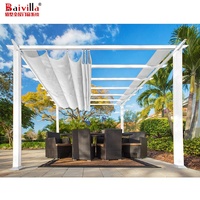 Pérgola Bioclimática de Aluminio de Diseño Moderno, Gazebo para Jardín, Material de PVC para Exteriores, Marco de WPC, Resistente a la Lluvia, Presión Natural