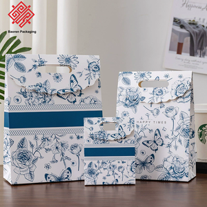 Sac d'emballage en papier portable haut de gamme Baoren pour petites entreprises, motif floral, style chinois, sac cadeau pour les fêtes - Product Image 2