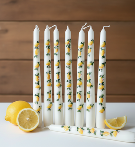 Bougies coniques artisanales en cire de soja et de paraffine, parfum citron, fleurs d'agrumes, feuilles vertes délicates, cannelle, sans fumée, décoration d'intérieur - Product Image 2