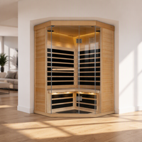 Sauna sec infrarouge moderne pour 3-4 personnes en bois massif de cèdre rouge/cèdre américain avec panneau de commande informatique et transom 4,5 kW