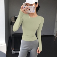 Vêtements de fitness pour femmes, haut de yoga à manches longues, à séchage rapide, tenue de sport, entraînement de basketball, couche de base pour la course à pied