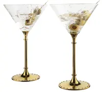 Sisterly Drinkware Rhinestone Studded Martini Glasses with Silver Rim, Size: One size, Clear