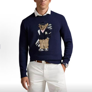 Suéter <span class=keywords><strong>de</strong></span> <span class=keywords><strong>Punto</strong></span> Grueso 7GG para <span class=keywords><strong>Hombre</strong></span>, Estilo Preppy Vintage, con Jacquard <span class=keywords><strong>de</strong></span> Oso, Diseño Retro con Estampado Animal, Mezcla <span class=keywords><strong>de</strong></span> Lana, para Invierno - Product Image 2