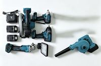 Ensemble d'outils électriques à batterie interchangeable 21V, 6 pièces, clé à chocs sans balais, meuleuse, scie, souffleur, lumière LED
