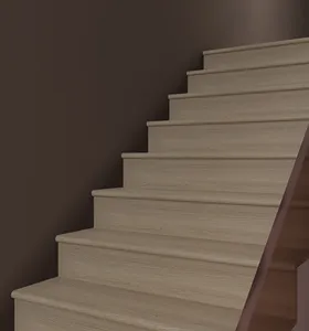 Ahşap merdiven basamakları meşe ahşap merdiven basamakları Modern lüks kapalı PVC merdiven sırtı