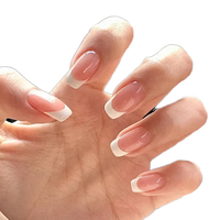 Ongles en gel pré-conçus de qualité salon, couleur nude blanc cerise, forme ovale, couverture complète, ABS, à presser, pour salon, bricolage à domicile, fête, mariage