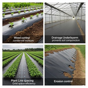 <span class=keywords><strong>Film</strong></span> de paillage souple translucide pré-perforé en plastique agricole perforé 30 microns noir PE pour usage commercial en ferme - Product Image 2
