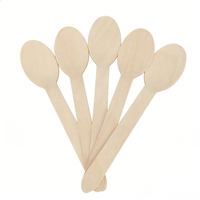 Cuillères jetables biodégradables en bois, écologiques, en bouleau naturel, pour yaourts, smoothies, parfaits et desserts.