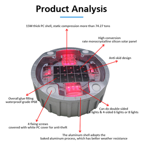 공장 고품질 IP68 방수 태양광 매립형 지면 스터드 라이트 8 LED (빨강/황색/파랑/녹색/흰색) 100시간 조명 - Product Image 4