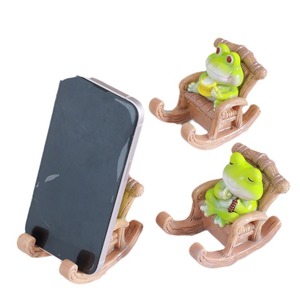 Frog Cute Epoxy Resin Artistic Mobile Phone Holder Small <b>Ornament</b> Emotional Stability Desktop Decoration Birthday Decompression - Product Image 5