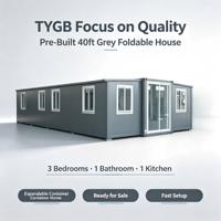 Maisons préfabriquées TYGB de 40 pieds, grises, 3 chambres, 1 salle de bain, 1 cuisine, pliables et extensibles, en vente