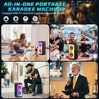 Système de karaoké tout-en-un avec écran, lumières RGB, 2 enceintes portables / Système KTV domestique, deux micros pour intérieur et extérieur