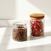 Pot en verre gaufré de 700 ml en verre haute qualité avec couvercle hermétique en bambou – Contenant alimentaire écologique pour la fraîcheur