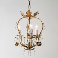 Nouvelle suspension luminaire style campagnard avec bougies décoratives et roses en céramique blanche, feuilles métalliques APCITL