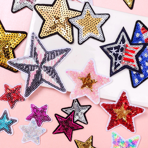 Parche de apliques de lentejuelas de estrellas brillantes coloridas al por mayor, parches de estrellas de lentejuelas para planchar, para ropa, bolsas para sombreros - Product Image 6