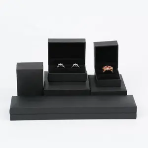 Klassieke Speciale Zwart Blauw Papier Kunstleer Plastic Geschenkdoos Set Hanger Oorbel Ketting Ring Sieraden Sieraden Verpakking