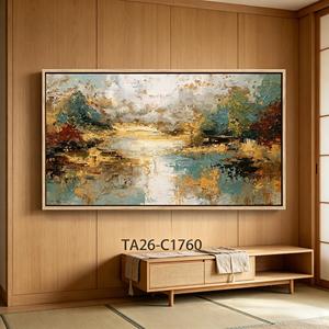 Arte Mural Abstracto de Árbol Enmarcado, Pintura en Lienzo de Gran Bosque Verde para Sala de Estar, Decoración Moderna de Naturaleza para el Hogar - Product Image 3