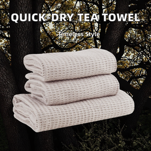 100% coton gaufré torchon à séchage rapide pour cuisine Logo personnalisable pressé à la chaleur décor à la maison et cadeaux - Product Image 2