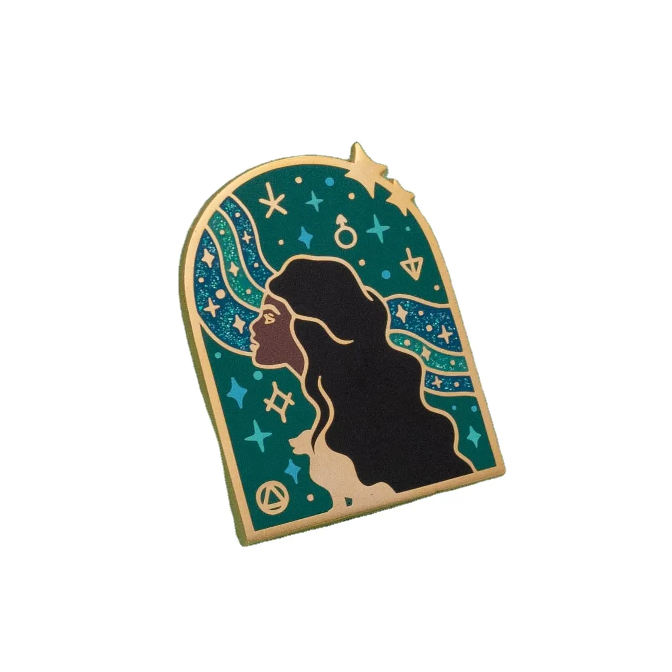 Costume um País das Maravilhas da Rainha do Cabelo Comprido Todo o Céu Imagem Pin do esmalte duro do chapeamento do ouro do ferro com Pin requintado da lapela do brilho