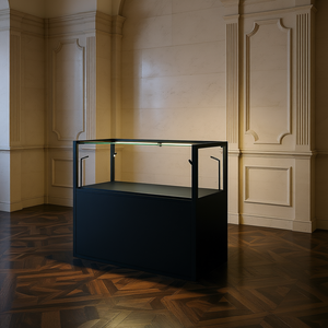 Vitrine de musée en fer 120x60x105cm, comptoir de vente avec éclairage LED et présentoir - Product Image 3