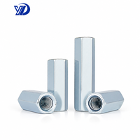 Écrou de raccordement hexagonal en acier au carbone zingué M5 M6 M8 M10 M12 M14, colonne de connexion ronde, tige filetée, vis, entretoise, fixateur
