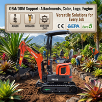 Mini Excavadora Personalizada de Fábrica KN12-9 de 1.2 y 2.5 Toneladas, Nueva Miniexcavadora KAISNA con Motor EPA, Excavadora Agrícola de 4 Toneladas
