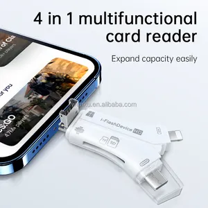 USB2.0 + Micro + type-c + Lightning 4-en-1 lecteur de carte multi-interface pour carte SD/TF pour téléphone Android iPad i-flashdevice