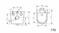 AIDI Salle de bain moderne de style européen Toilette à suspension murale ronde sans monture
