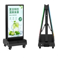 Écran numérique extérieur sur batterie de 43 et 55 pouces, 2000 nits, vertical, mobile, double face avec roulettes