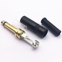 Prise jack mono noire TS 6,35 mm, 2 pôles, stéréo, prise mâle 1/4 pouce, connecteur en aluminium plaqué or, connecteur à souder en métal, prise pour guitare et microphone