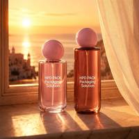 Flacon de parfum vide rechargeable en PET de 100 ml et 150 ml avec bouchon boule rose et pulvérisateur à brume fine, personnalisable avec logo, pour emballage de soins de la peau