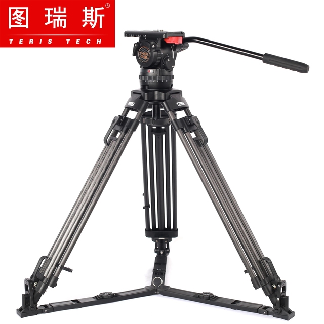 TERIS TS-N10T 10 Dynamic Load 12KG Portable Carbon Fiber Professional Video Camera Fluid Head 100mm Ball Head Tripod for Camera
