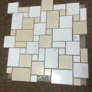 Mosaico de Mármol Blanco y Beige, Estilo Irregular, para Pared Interior de Sala de Meditación - Product Image 2