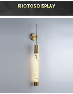 Applique murale moderne minimaliste en albâtre, en fer et marbre, cylindrique, LED B22, éclairage encastré pour salon, chambre, hôtel, décoration - Product Image 3