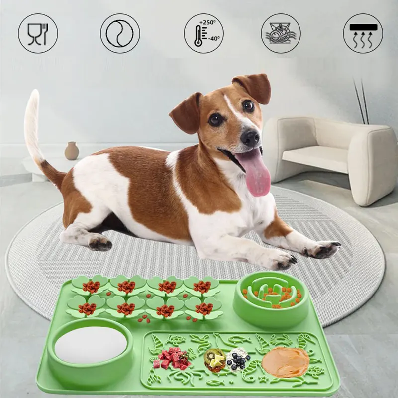 애완 동물 피더 멀티 피드 검색 패드 건강한 식생활 및 불안 완화를 위해 식품 패드를 핥는 실리콘 퍼즐 피더 핥기 치료 매트
