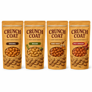 Crispy Coated Peanuts Bag Window Resealable Stand up Flat Bottom Crunchy Shell Food Packaging Pouch for Peanuts Bar Snack Wasabi - Product Image 1