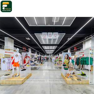 Elegant Clothing Shop Display Rack Garment Counter Apparel Showcase Cabinet Glass Fixture - Product Image 2