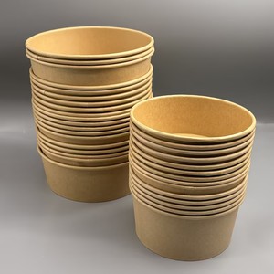 Bol à nouilles jetable en papier kraft, logo personnalisé, compostable, résistant à l'huile, conteneur rond pour plats chauds à emporter - Product Image 5