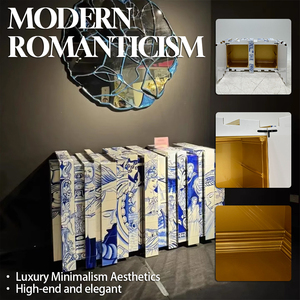 Muebles de Salón Nórdicos con Azulejos de Cerámica Pintados a Mano, Aparador de Almacenamiento de Latón Pulido, Aparador de Diseño Moderno de Lujo - Product Image 1