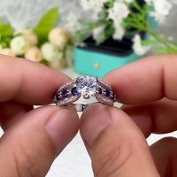 Nouvelle bague Anel en cristal bleu scintillant, zircon irrégulier CZ, micro-pavé, bijoux fins pour femmes, bagues de doigt
