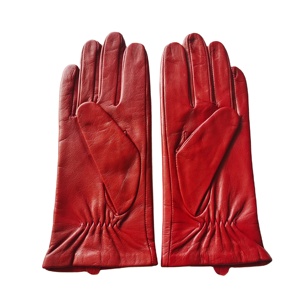 Happy Anpassbare Hochwertige Günstige Rote Farbe Samt futter Fahren Auto Wind dichte Schafs haut Winter Leder handschuhe Mädchen - Product Image 6