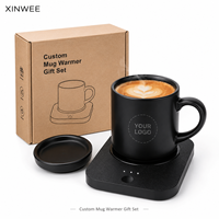 Ensemble cadeau chauffe-tasse intelligent avec logo personnalisé, recharge USB, sous-verre, tasse à café en céramique, contrôle intelligent de la température, applicable aux entreprises