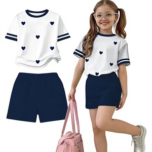 Solid Navy Blue Floral Pattern Girls Shorts Casual Comfortable Fit Medium Stretch Breathable Summer Wear Customized Color Front - Product Image 1