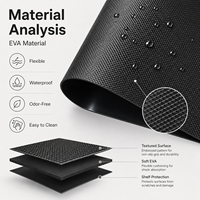 Tapis de protection antidérapant et imperméable en EVA texturé noir uni pour tiroirs et étagères, facile à découper, pour rangement de cuisine