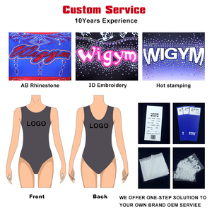 Collants de compétition de gymnastique unisexe personnalisés léger Spandex/coton broderie 3D cristal décoration numérique imprimé - Product Image 5