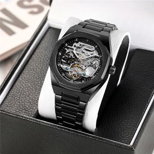 Montres mécaniques <span class=keywords><strong>Forsining</strong></span> 375A, design classique pour hommes d'affaires, montres de luxe haut de gamme, entièrement automatiques, à cadran ajouré. - Product Image 4