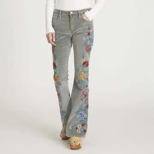 Nuevos Jeans Casuales Lavados con Estilo para Mujer, Estilo Vintage, con Botones, Cintura Alta, Transpirables, de Algodón, Corte Acampanado y Pierna Ancha - Product Image 2